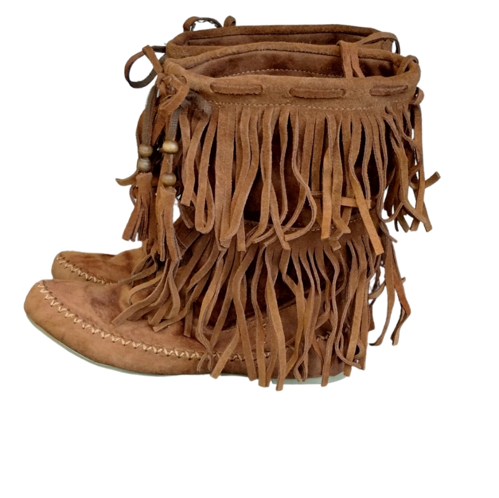 Leather Moccasin Boots Women's Size 8